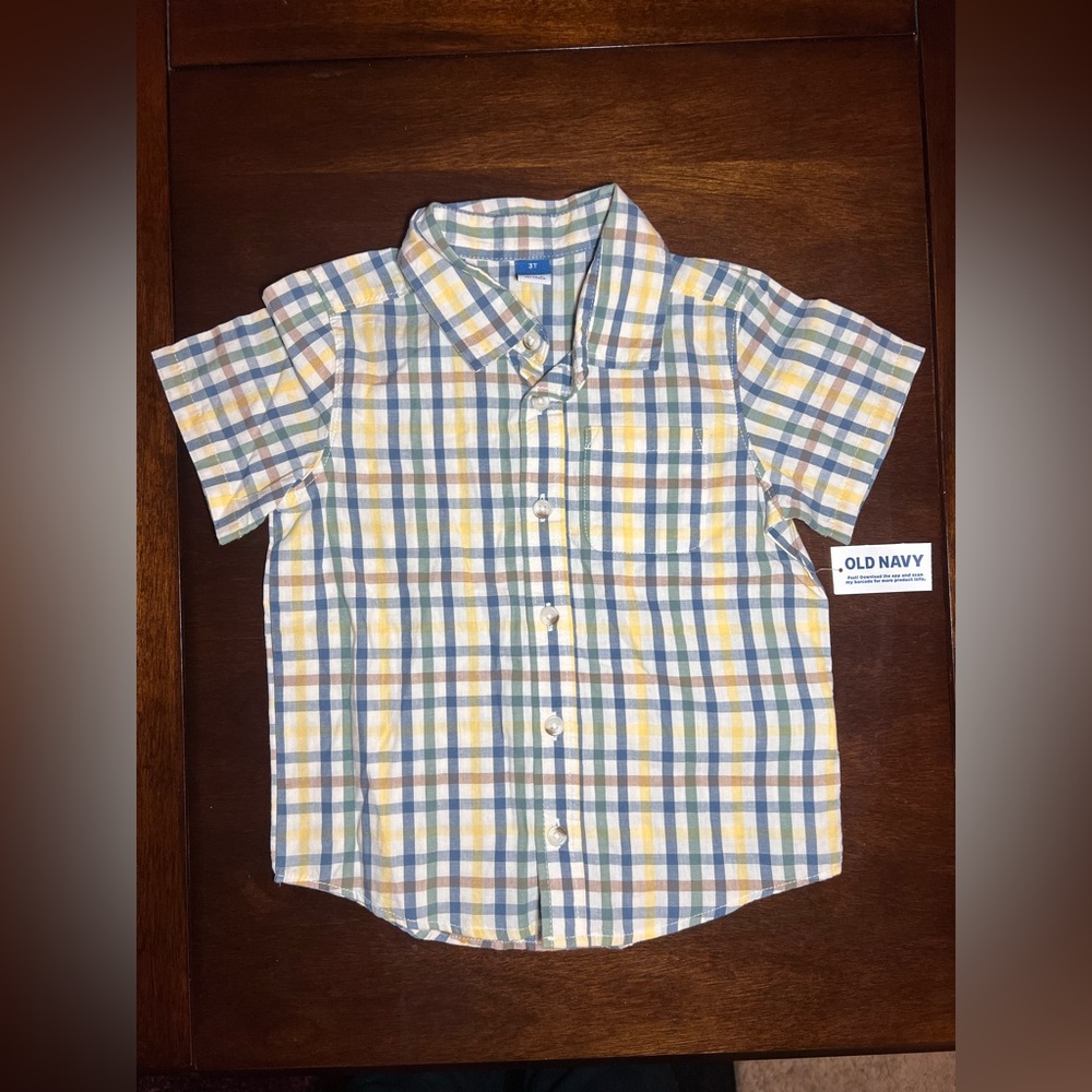 Old Navy Kids Checkered Shirt - Yellow and Blue